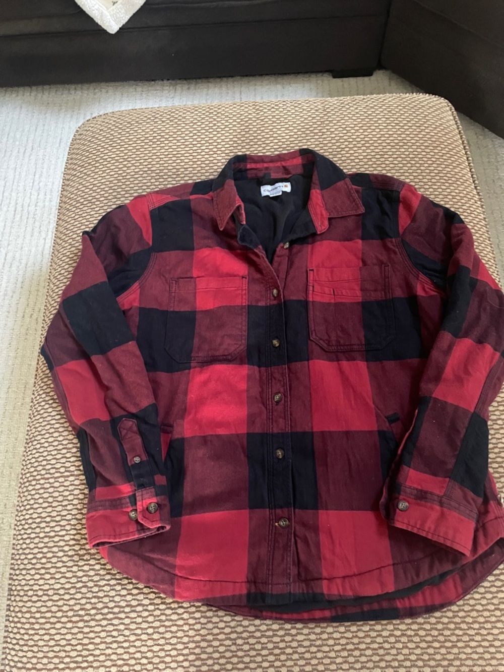 Carhartt women’s Red and Black Buffalo Plaid Button-Down Shirt